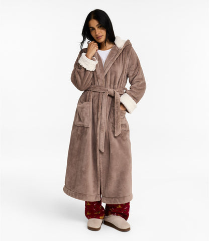 L.L.Bean Women's Wicked Plush Robe Brown Birch