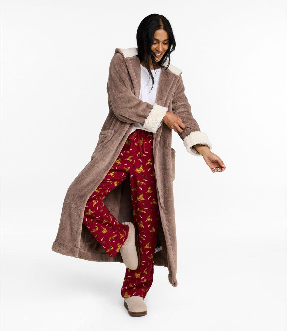 L.L.Bean Women's Wicked Plush Robe Brown Birch