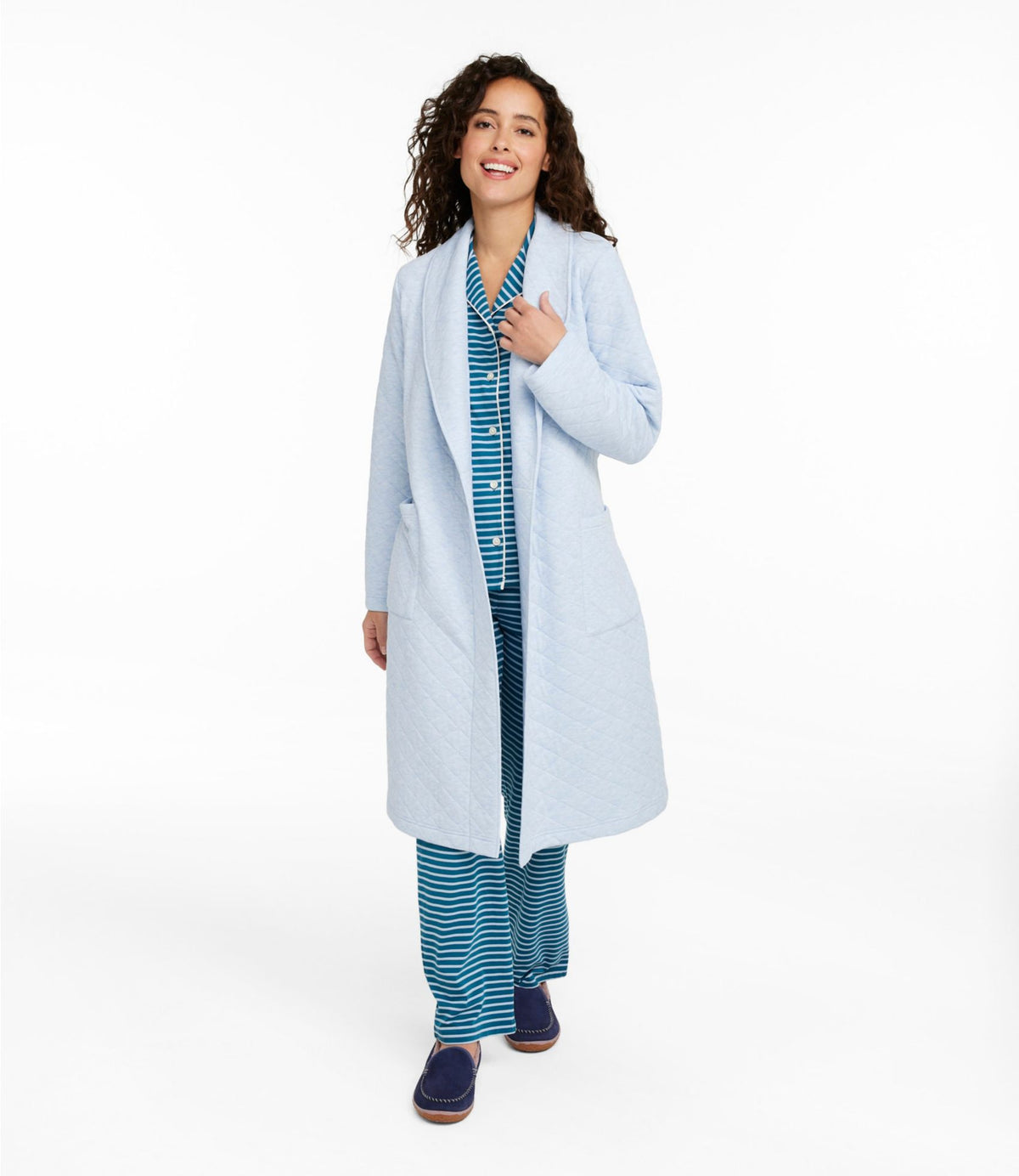 L.L.Bean Women's Quilted Robe Classic Navy