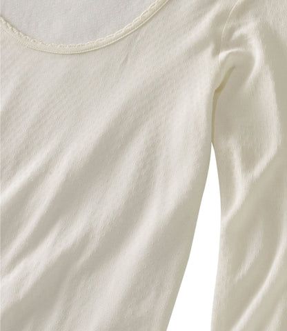 L.L.Bean Women's Silk Pointelle, Long-Sleeve Scoopneck Cream