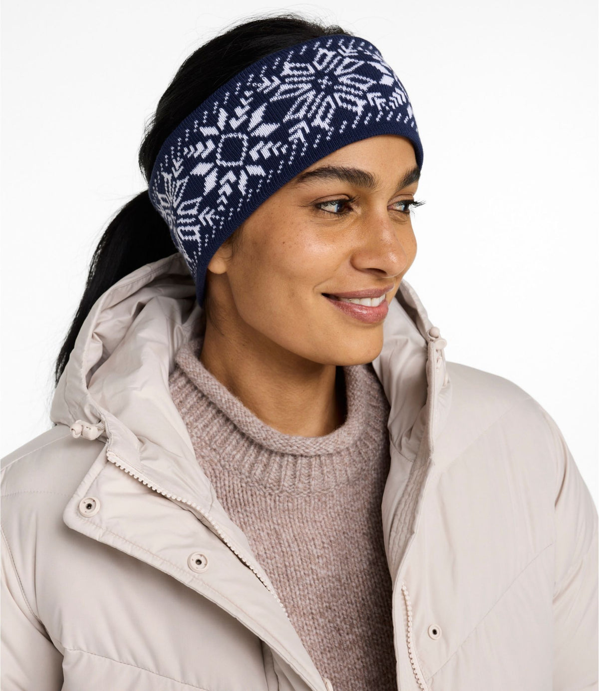 L.L.Bean Adults' L.L.Bean Katahdin Reversible Earband Antique Lilac Snowflake