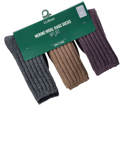 L.L.Bean Adults' Merino Wool Ragg Socks, 3-Pack Charcoal