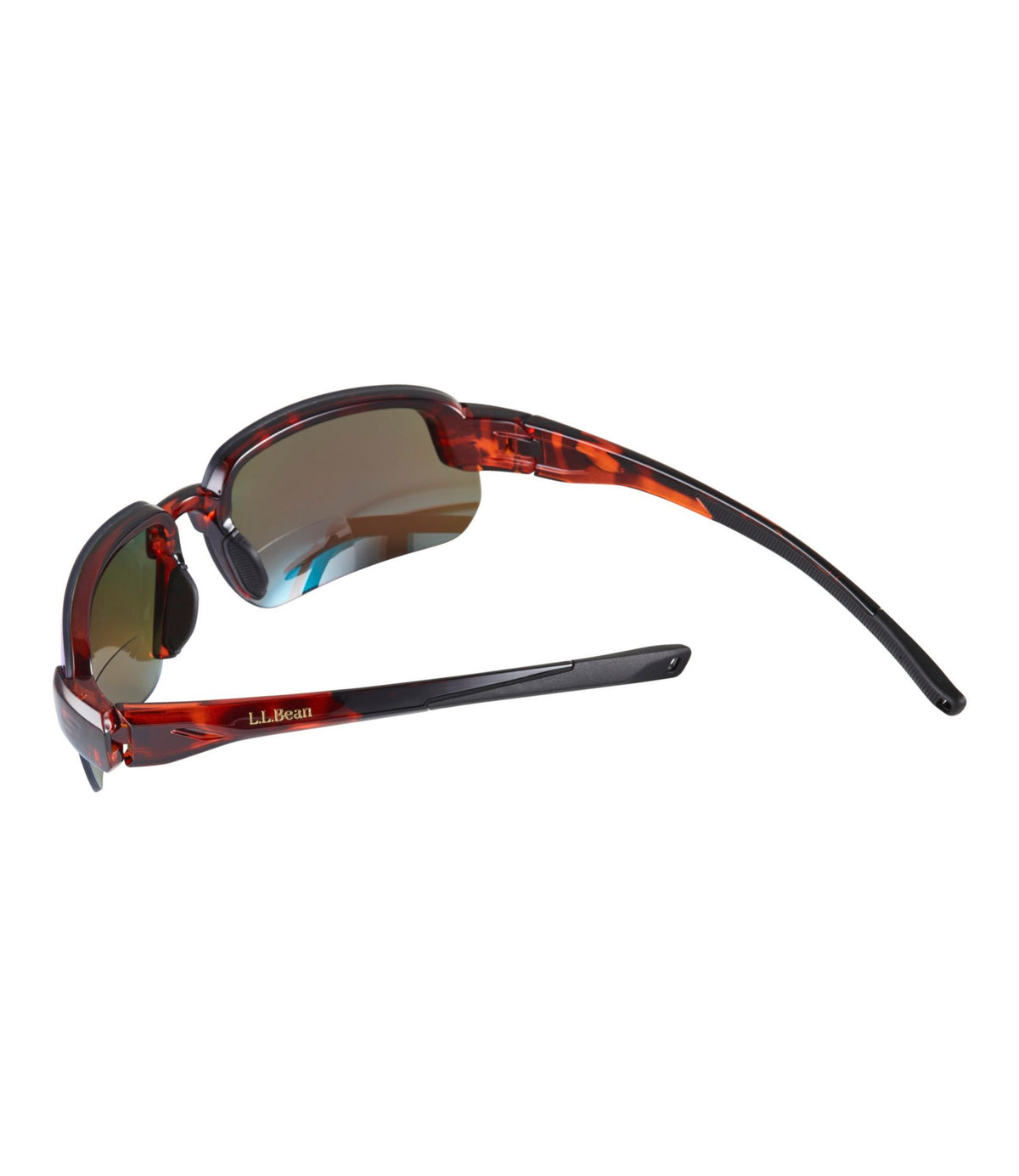 L.L.Bean Adults' L.L.Bean Polarized Performance BiFocal Rimless Mirror Sunglasses Shiny Dark Demi/Smoke Blue Mirror