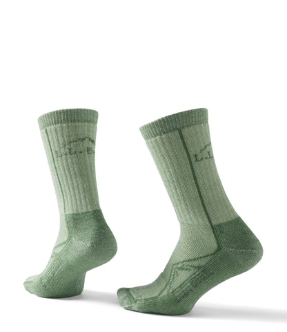 L.L.Bean Adults' Cresta Wool No Fly Zone Lightweight Hiking Socks, Crew Faded Sage