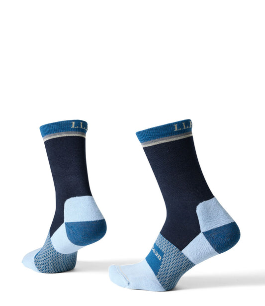 L.L.Bean Adults' Athletic Crew Socks Classic Navy/Seaboard Blue