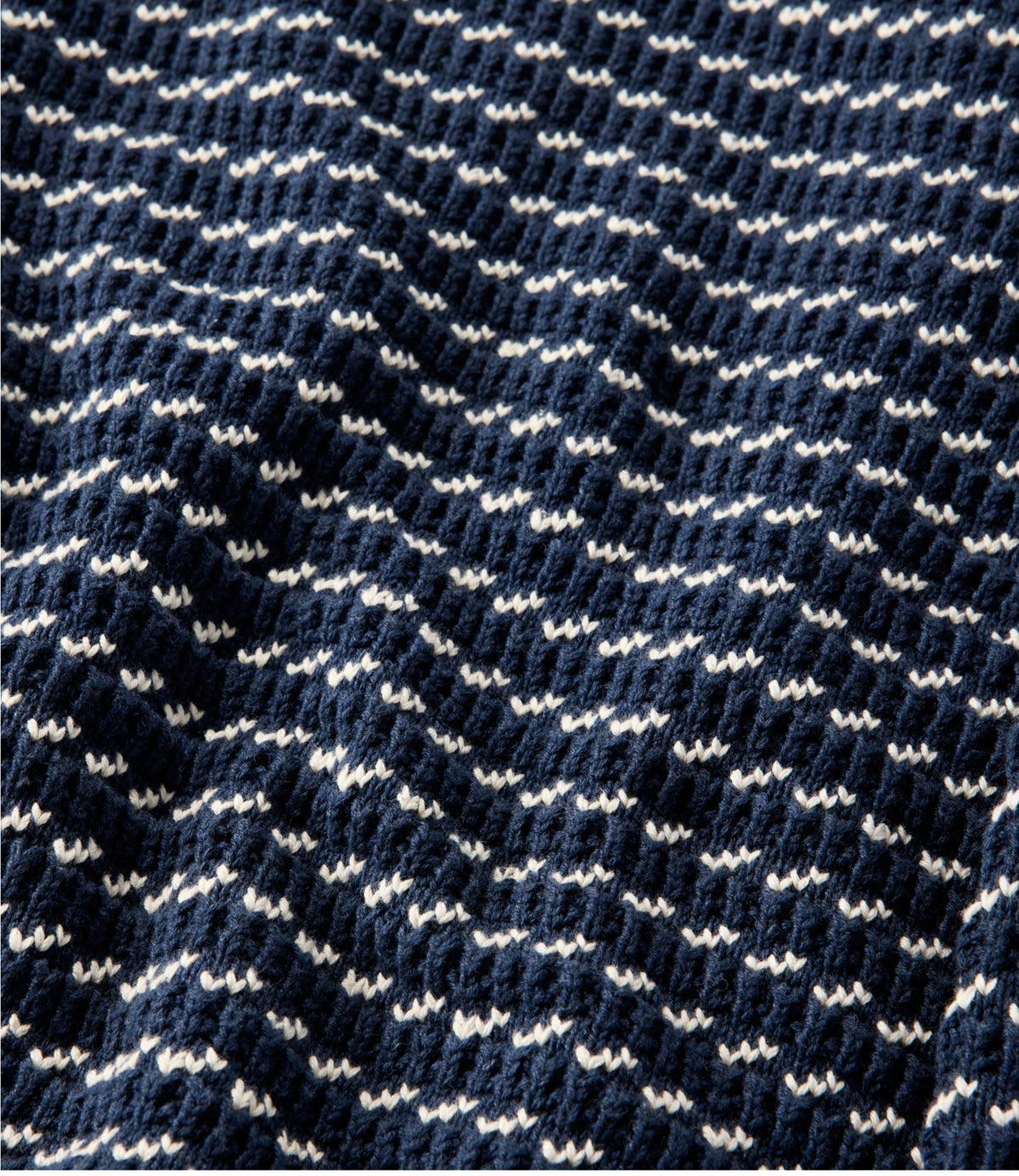 L.L.Bean Men's Organic Cotton Waffle Sweater, Rollneck Crew, Bird's-Eye Carbon Navy Birdseye