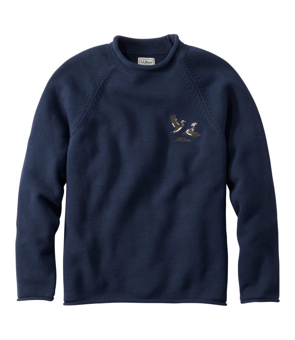 L.L.Bean Men's The Original Double L® Rollneck Sweater, Novelty Classic Navy Duck