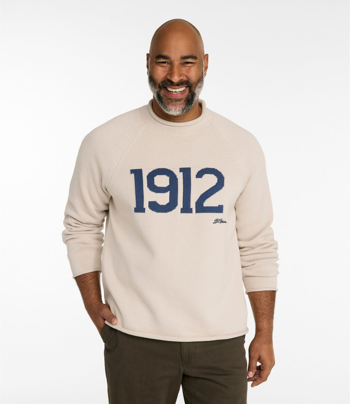 L.L.Bean Men's The Original Double L® Rollneck Sweater, Novelty Classic Navy Duck