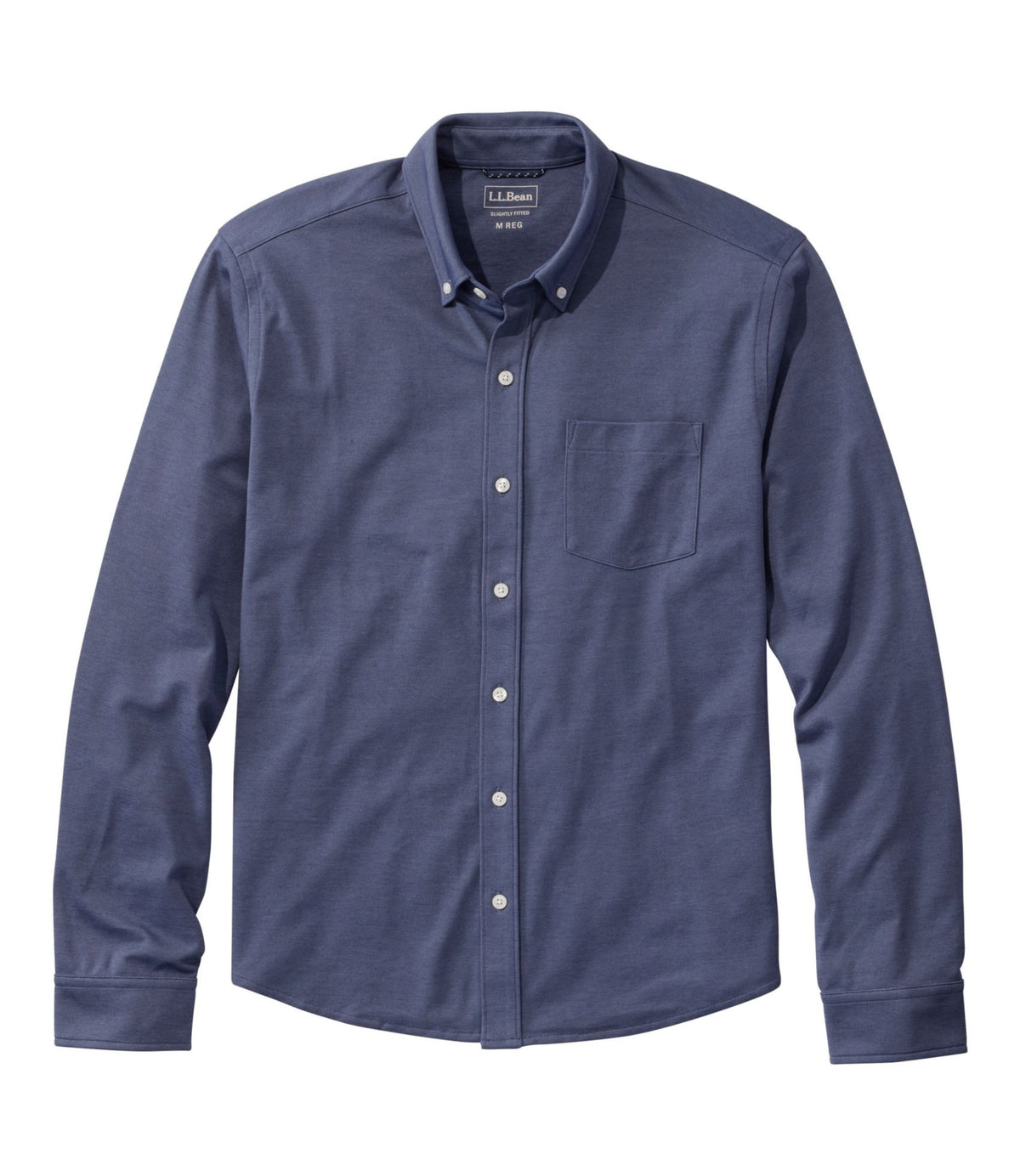 L.L.Bean Men's Comfort Stretch Performance® Button-Front Knit Shirt, Long-Sleeve Bright Navy