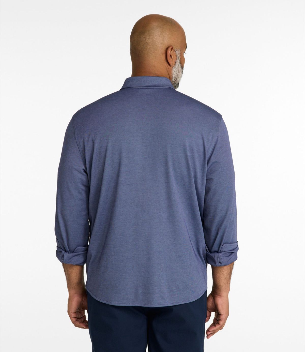 L.L.Bean Men's Comfort Stretch Performance® Button-Front Knit Shirt, Long-Sleeve Bright Navy