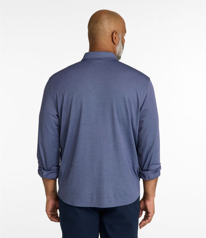 L.L.Bean Men's Comfort Stretch Performance® Button-Front Knit Shirt, Long-Sleeve Bright Navy