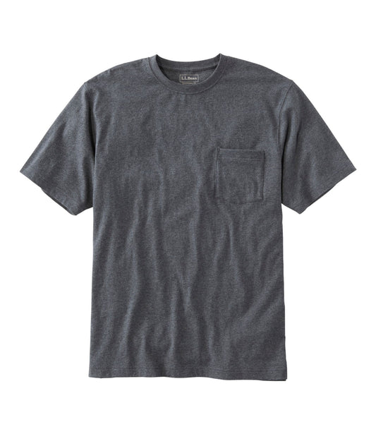 L.L.Bean Men's Carefree Unshrinkable Tee with Pocket, Traditional Fit Charcoal Heather