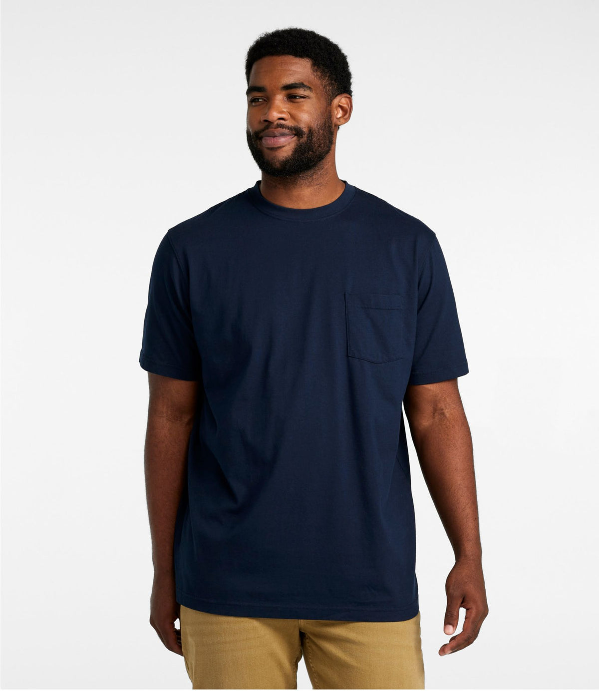 L.L.Bean Men's Carefree Unshrinkable Tee with Pocket, Traditional Fit Charcoal Heather