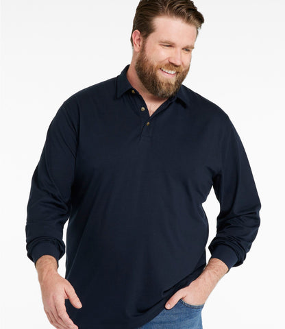 L.L.Bean Men's Carefree Unshrinkable Polo, Long-Sleeve, Without Pocket Charcoal Heather