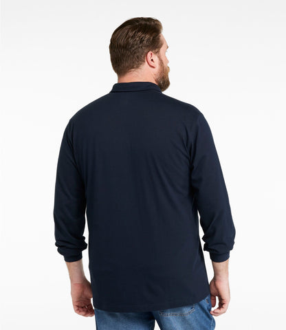 L.L.Bean Men's Carefree Unshrinkable Polo, Long-Sleeve, Without Pocket Charcoal Heather