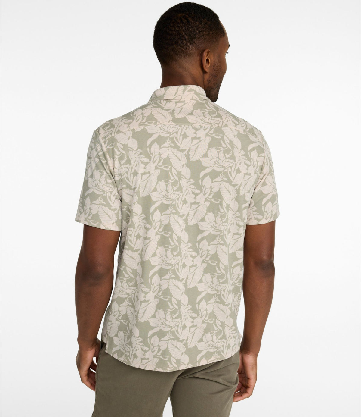 L.L.Bean Men's Sunwashed Ultrasoft Button-Front Shirt, Short-Sleeve, Print Indigo Ikat