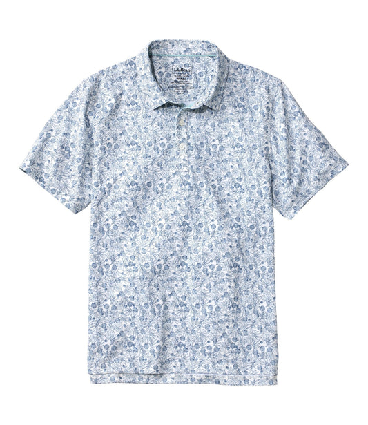 L.L.Bean Men's Comfort Stretch Performance® Party Polo, Slightly Fitted, Short-Sleeve, Print Sailcloth Tidepool