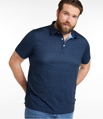 L.L.Bean Men's Comfort Stretch Performance® Party Polo, Slightly Fitted, Short-Sleeve, Print Sailcloth Tidepool