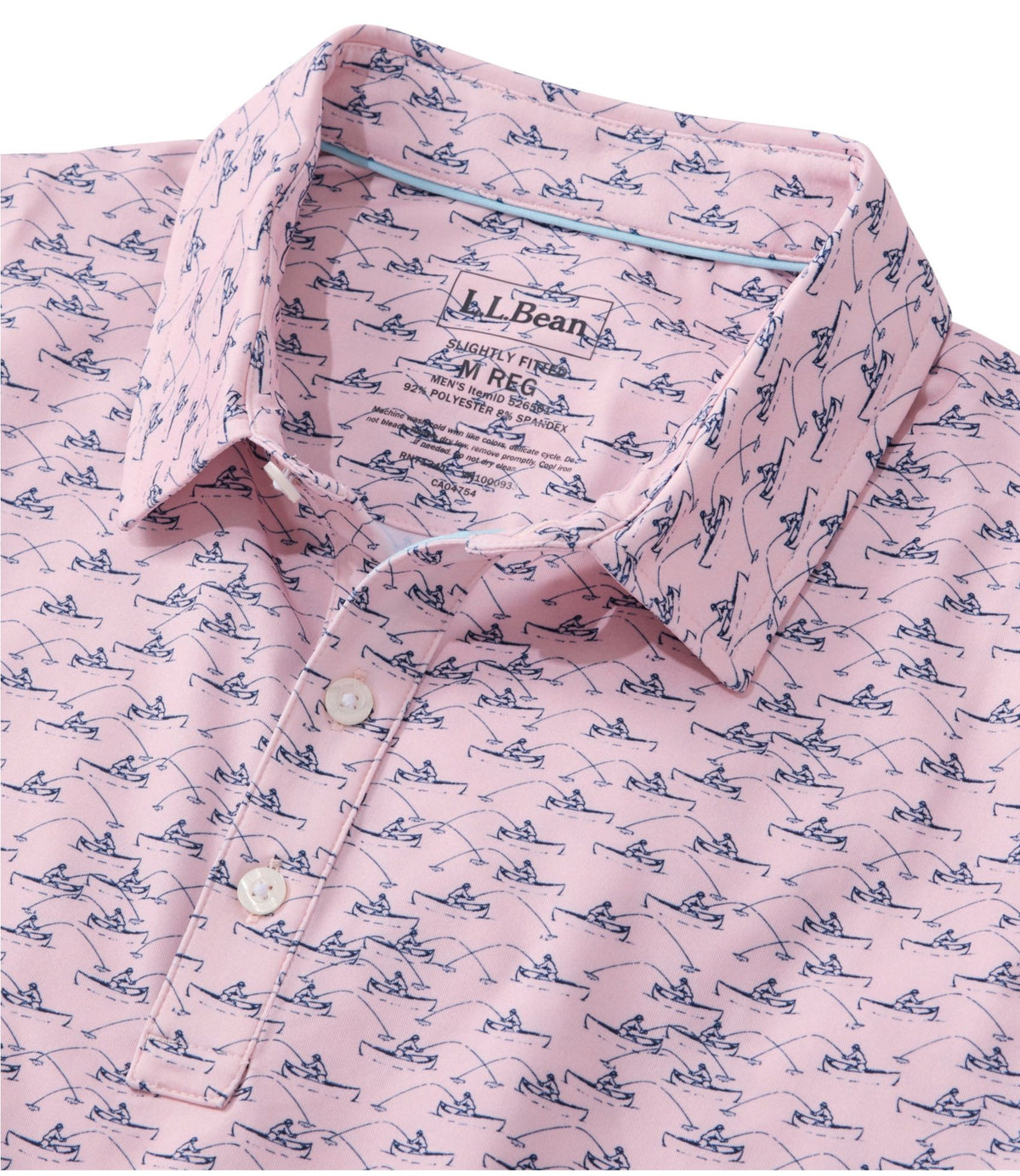 L.L.Bean Men's Comfort Stretch Performance® Party Polo, Slightly Fitted, Short-Sleeve, Print Sailcloth Tidepool