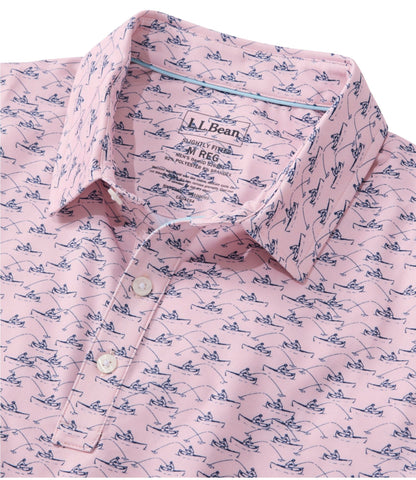L.L.Bean Men's Comfort Stretch Performance® Party Polo, Slightly Fitted, Short-Sleeve, Print Sailcloth Tidepool