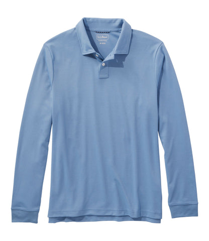 L.L.Bean Men's Comfort Stretch Performance® Polo, Long-Sleeve, Slightly Fitted Chalk Blue