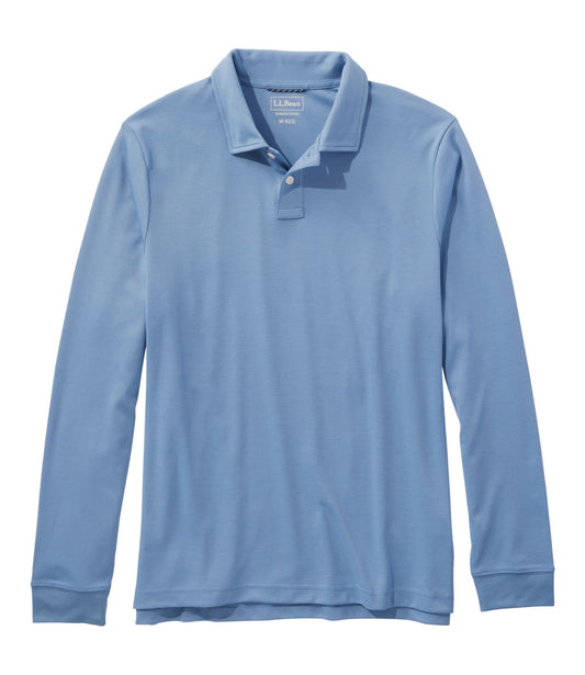 L.L.Bean Men's Comfort Stretch Performance® Polo, Long-Sleeve, Slightly Fitted Chalk Blue