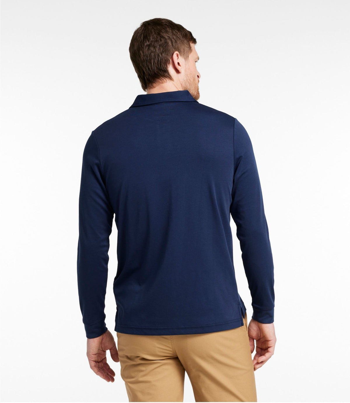 L.L.Bean Men's Comfort Stretch Performance® Polo, Long-Sleeve, Slightly Fitted Chalk Blue