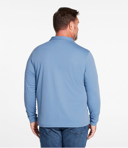 L.L.Bean Men's Comfort Stretch Performance® Polo, Long-Sleeve, Slightly Fitted Chalk Blue