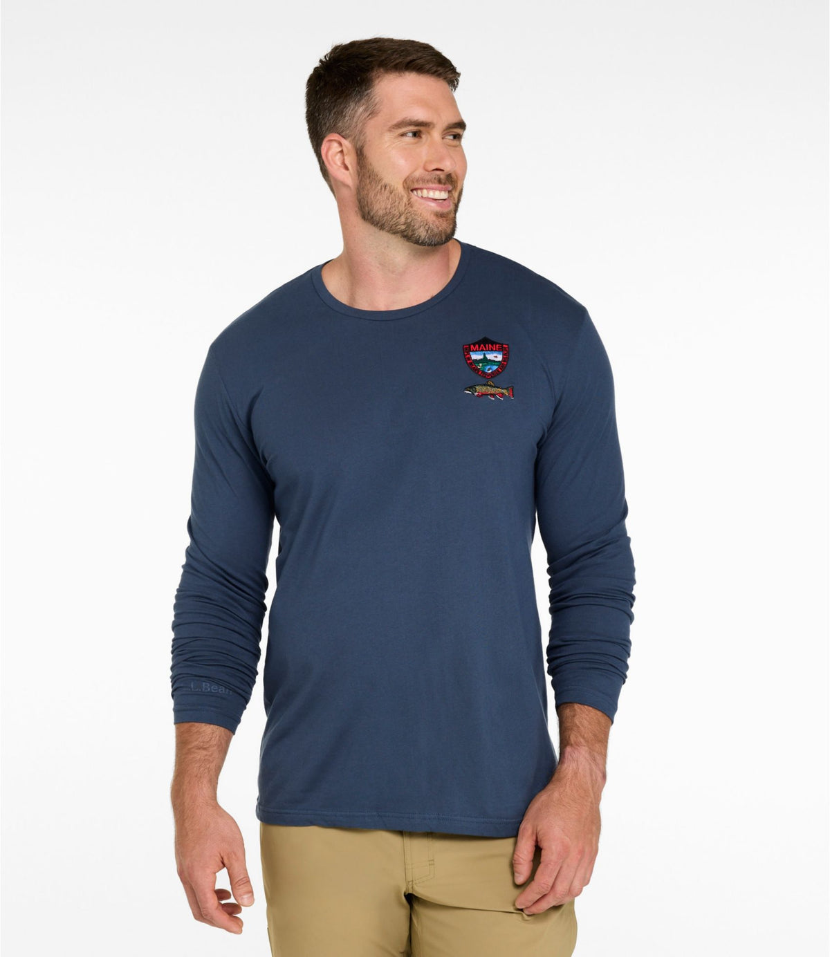 L.L.Bean Men's MIF&W Tee, Long-Sleeve Brook Trout Indigo