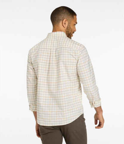 L.L.Bean Men's Sunwashed Oxford Shirt, Slightly Fitted Untucked Fit, Plaid Canyon Red