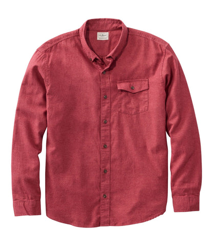 L.L.Bean Men's Brushed Jaspé Twill Shirt, Traditional Untucked Fit Bordeaux