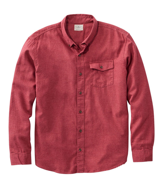 L.L.Bean Men's Brushed Jaspé Twill Shirt, Traditional Untucked Fit Bordeaux