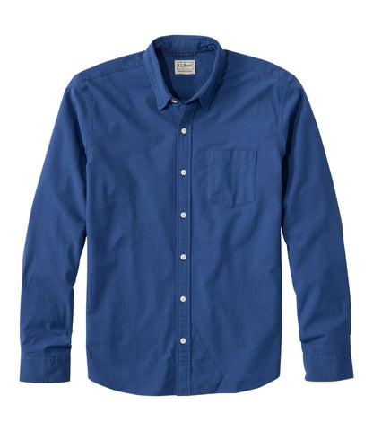 L.L.Bean Men's Comfort Stretch Performance® Seersucker Shirt, Long-Sleeve, Slightly Fitted Untucked Fit, Stripe Classic Navy