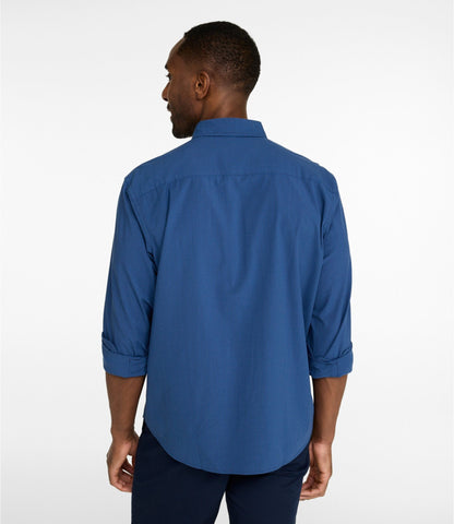 L.L.Bean Men's Comfort Stretch Performance® Seersucker Shirt, Long-Sleeve, Slightly Fitted Untucked Fit, Stripe Classic Navy