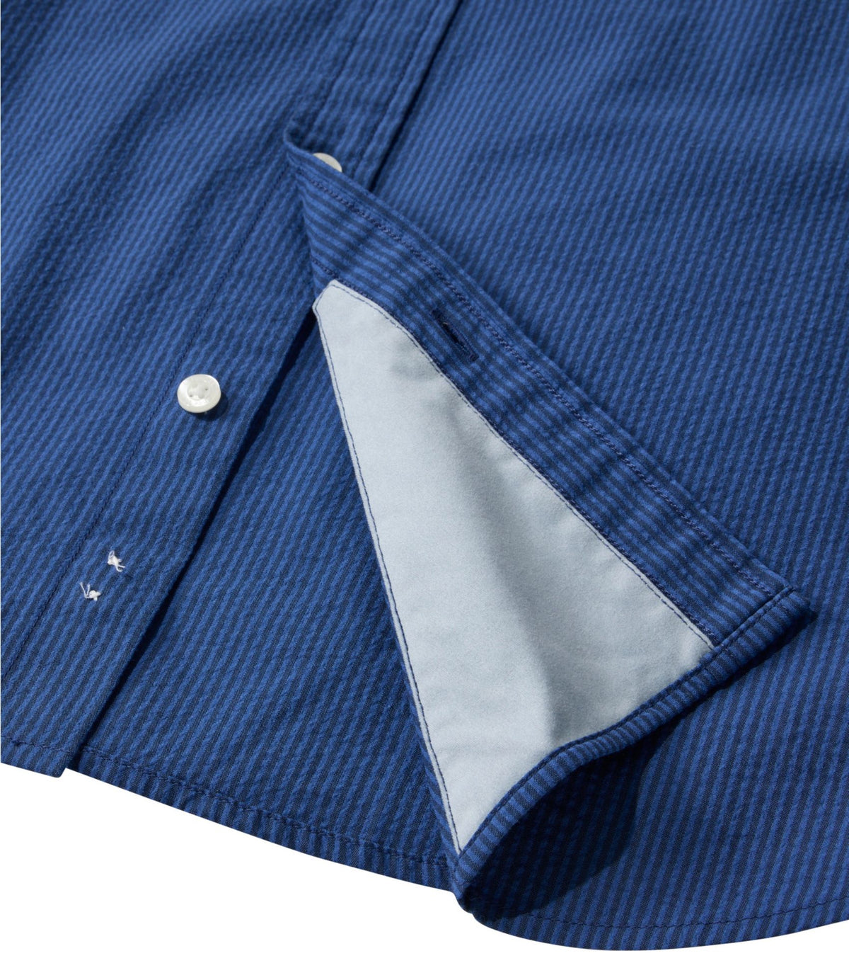 L.L.Bean Men's Comfort Stretch Performance® Seersucker Shirt, Long-Sleeve, Slightly Fitted Untucked Fit, Stripe Classic Navy