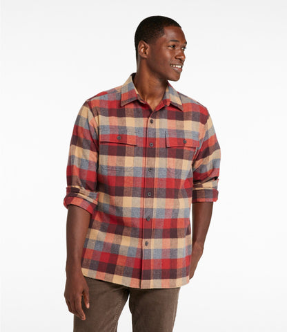 L.L.Bean Men's Chamois Shirt, Traditional Fit, Plaid Apple Cinnamon