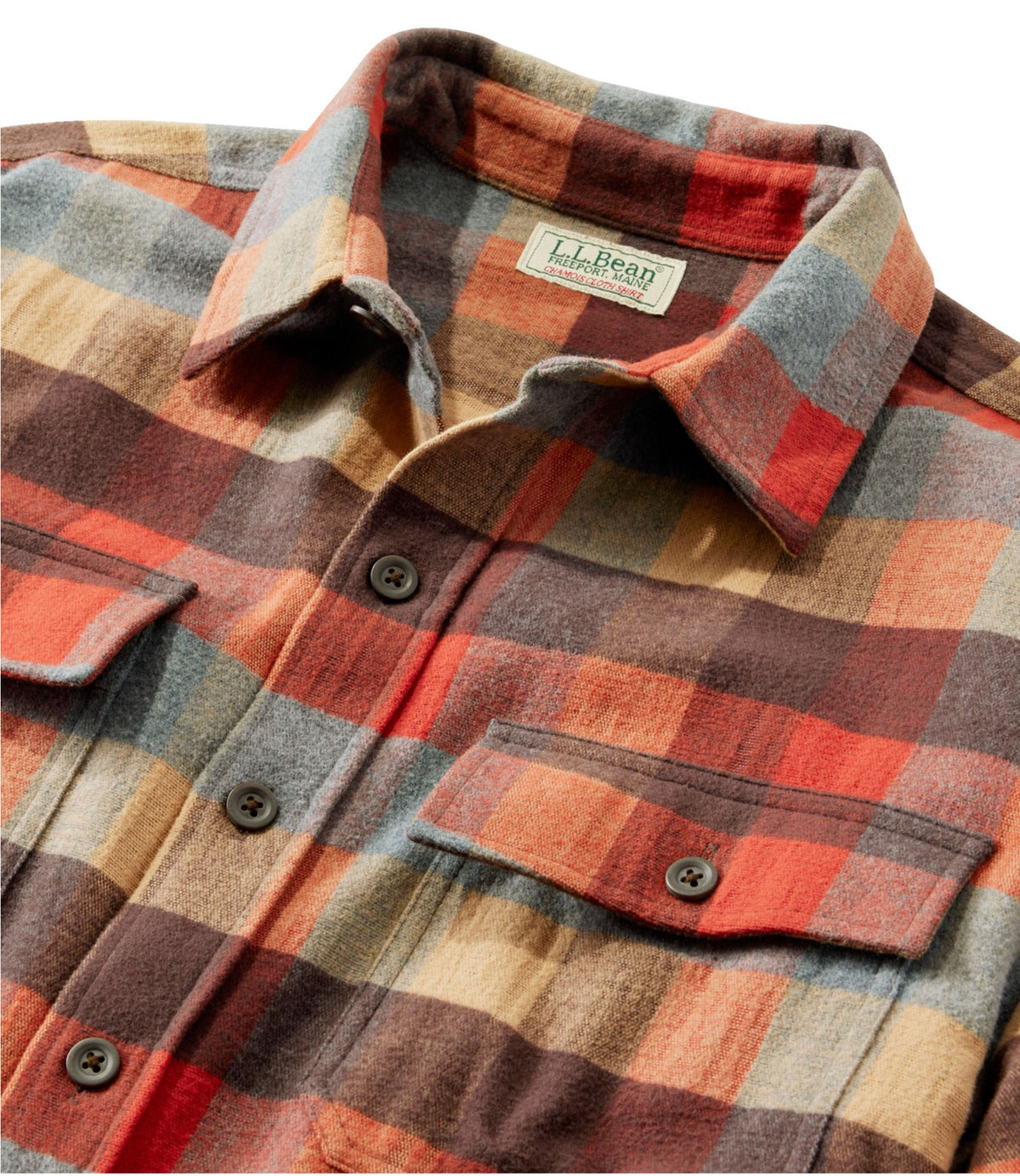 L.L.Bean Men's Chamois Shirt, Traditional Fit, Plaid Apple Cinnamon