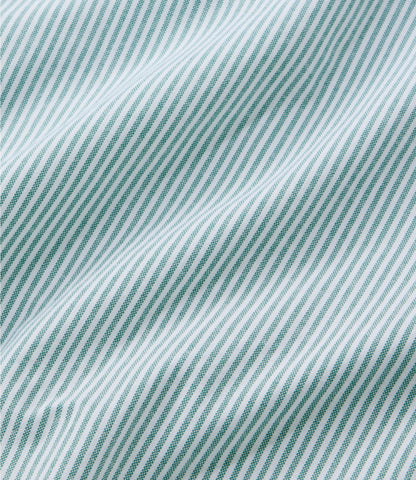 L.L.Bean Men's Comfort Stretch Oxford Shirt, Traditional Untucked Fit, Stripe Antique Green