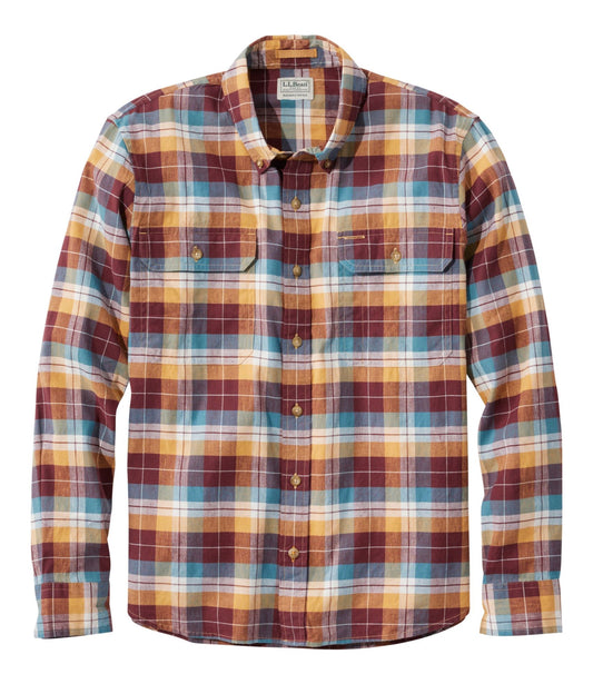 L.L.Bean Men's Stonecoast Hemp Shirt, Long-Sleeve, Slightly Fitted Untucked Fit Currant