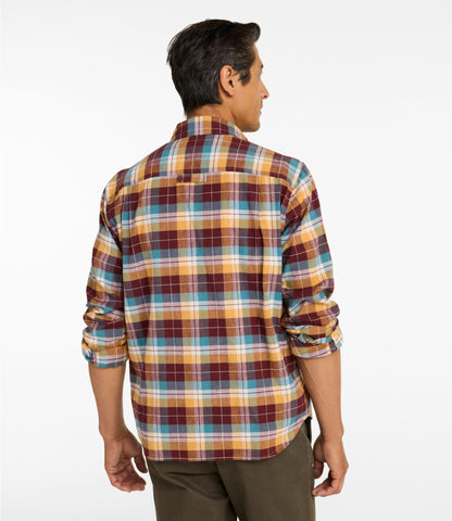 L.L.Bean Men's Stonecoast Hemp Shirt, Long-Sleeve, Slightly Fitted Untucked Fit Currant