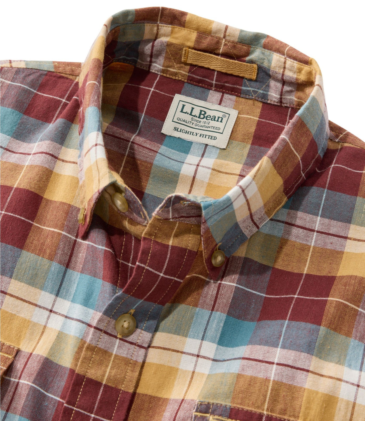 L.L.Bean Men's Stonecoast Hemp Shirt, Long-Sleeve, Slightly Fitted Untucked Fit Currant