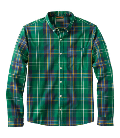L.L.Bean Men's Signature Stretch Poplin Shirt, Long-Sleeve, Slim Fit Emerald Spruce