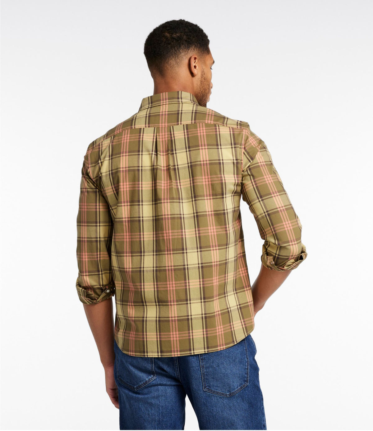 L.L.Bean Men's Signature Stretch Poplin Shirt, Long-Sleeve, Slim Fit Emerald Spruce