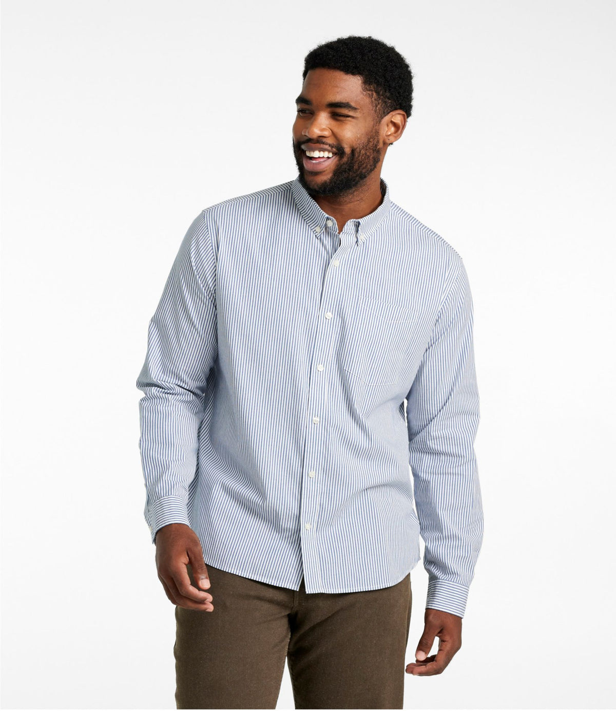 L.L.Bean Men's Signature Stretch Poplin Shirt, Long-Sleeve, Slim Fit Emerald Spruce