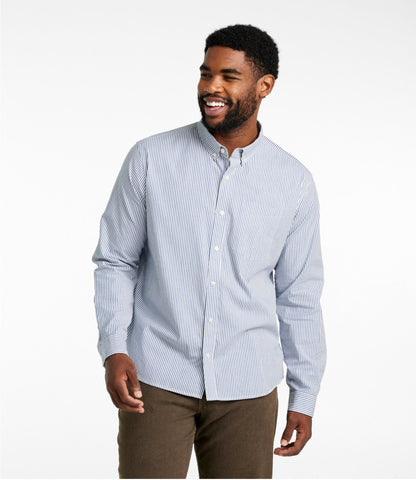 L.L.Bean Men's Signature Stretch Poplin Shirt, Long-Sleeve, Slim Fit Emerald Spruce