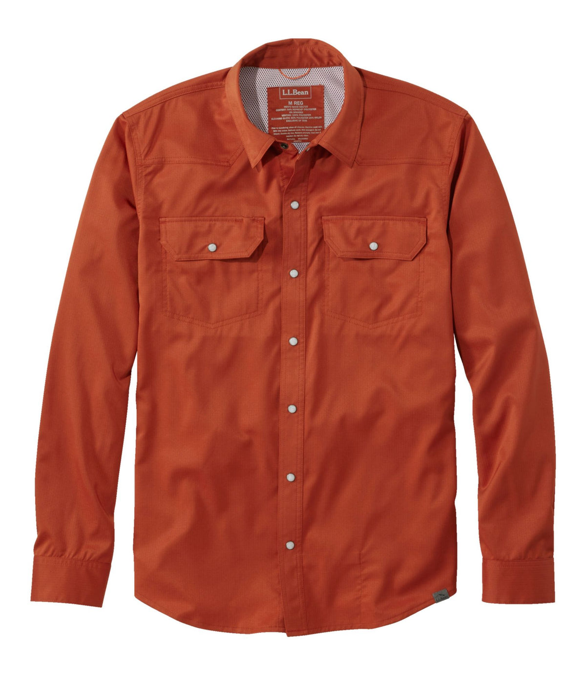 L.L.Bean Men's West Branch Fishing Shirt, Long-Sleeve Adobe Red