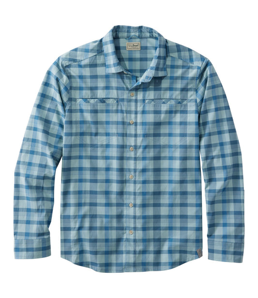L.L.Bean Men's VentureStretch Woven Shirt Blue Water/Iron Blue