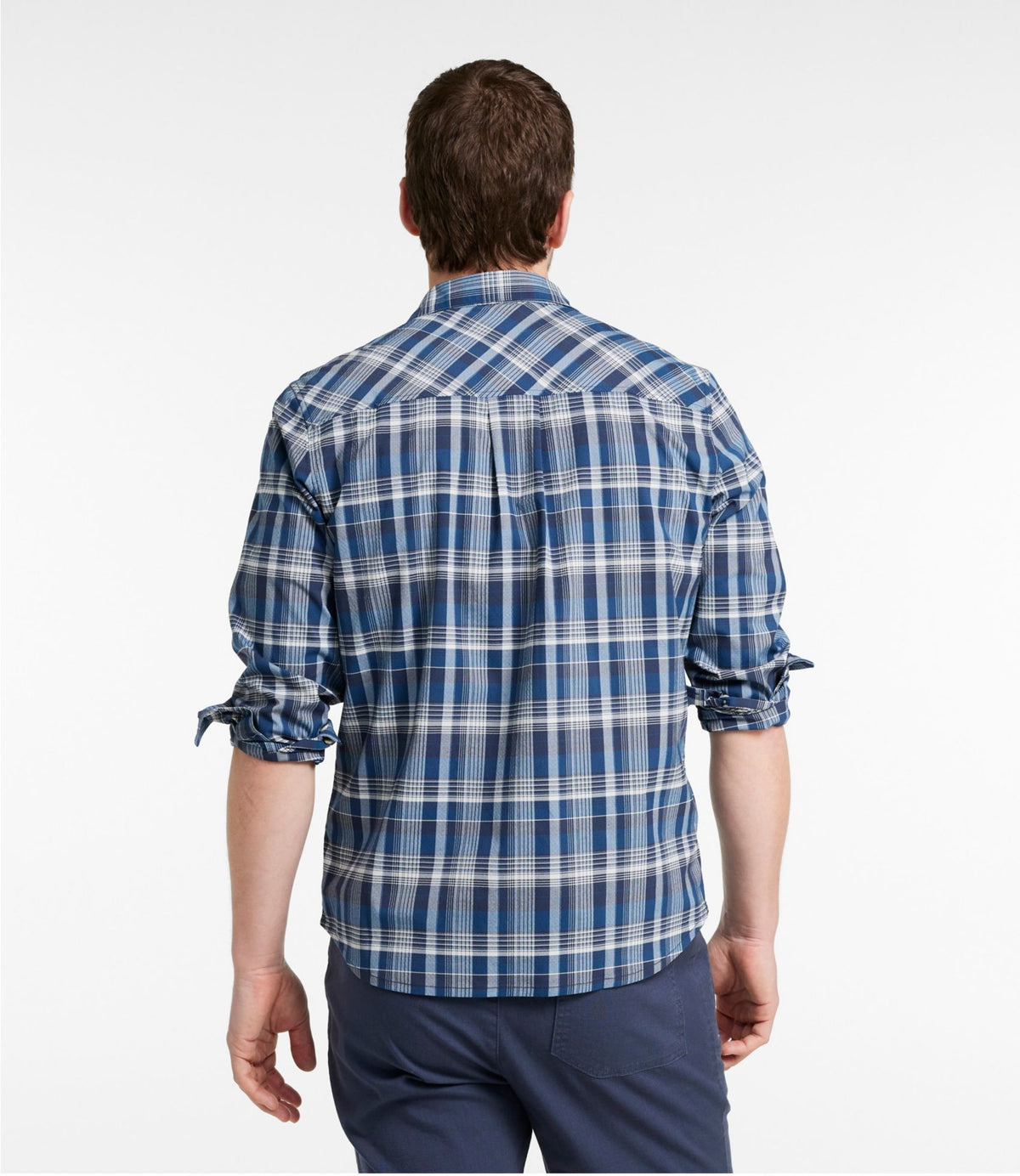 L.L.Bean Men's VentureStretch Woven Shirt Blue Water/Iron Blue