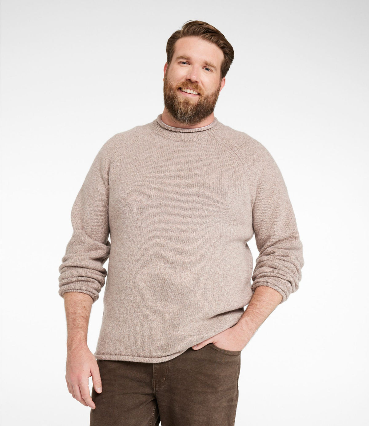 L.L.Bean Men's Bean's Classic Ragg Wool Sweater, Rollneck Apple Cinnamon