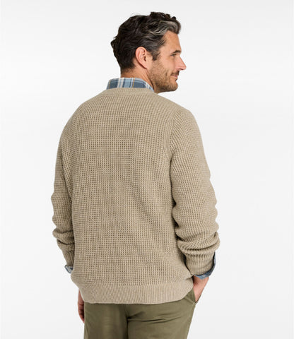 L.L.Bean Men's L.L.Bean Organic Cotton Waffle Sweater, Henley Field Khaki